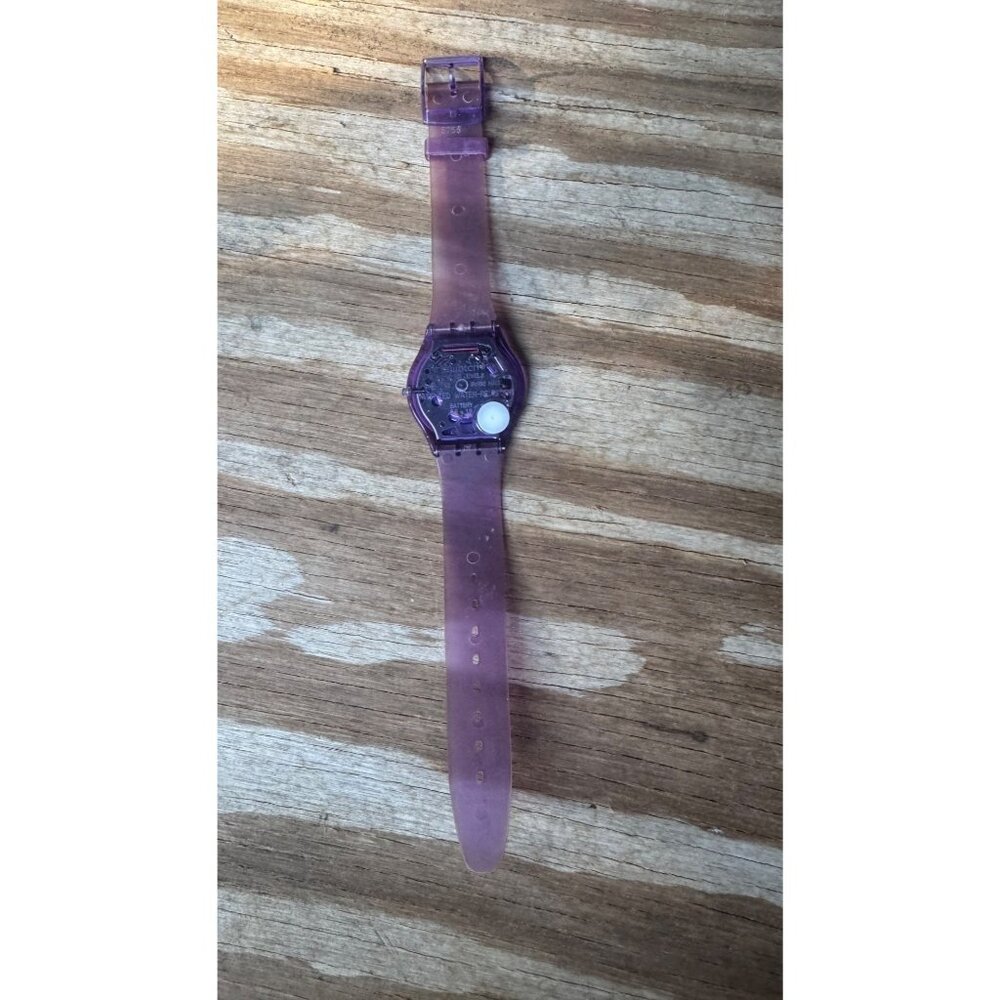 Swatch Watch Purple Jelly SFV101 Unisex Transparent Swiss Skin 200s Quartz 34mm - Picture 6 of 7